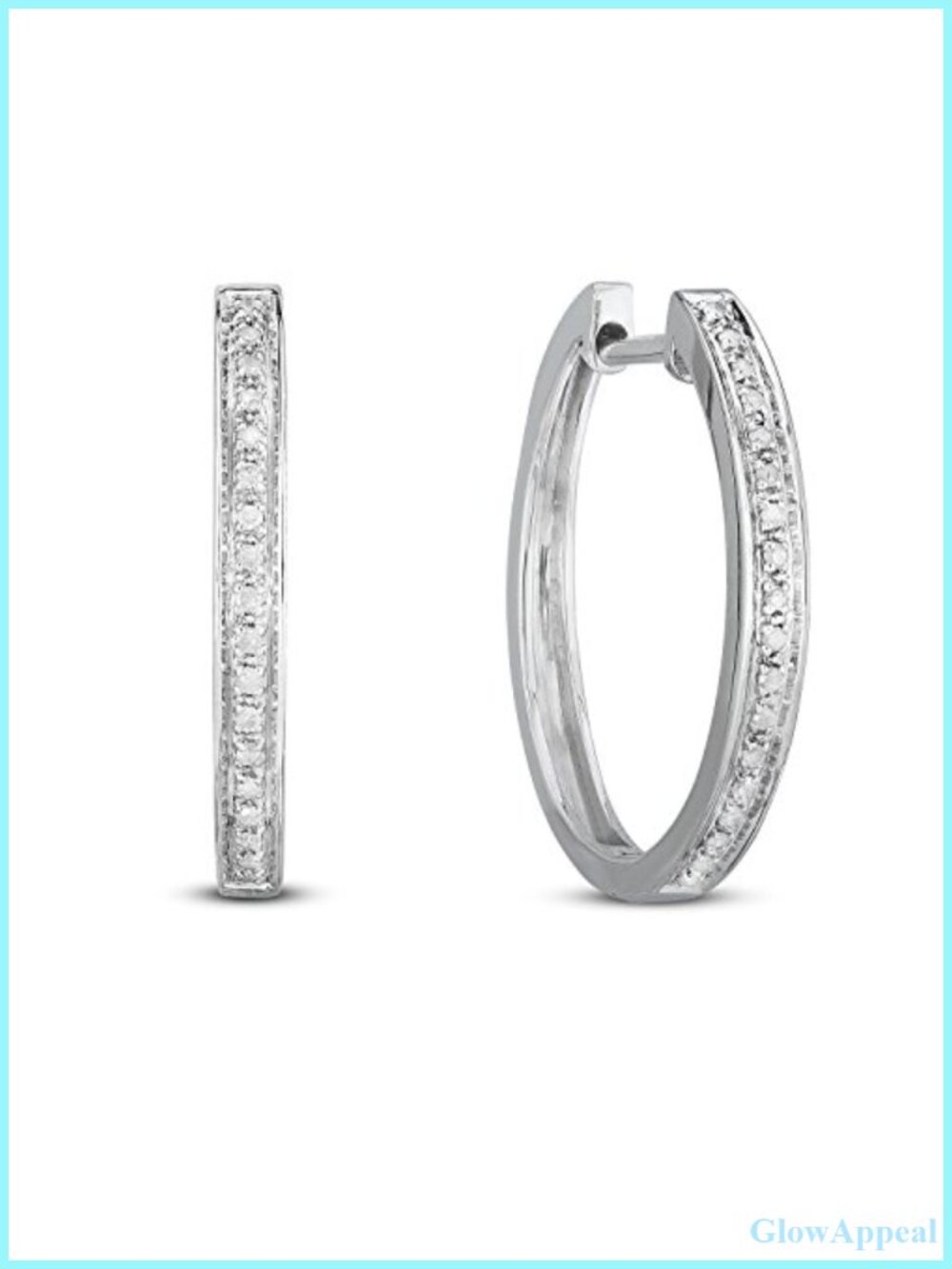Sterling Silver Diamond Hoop Earrings Small 1/10 Cttw